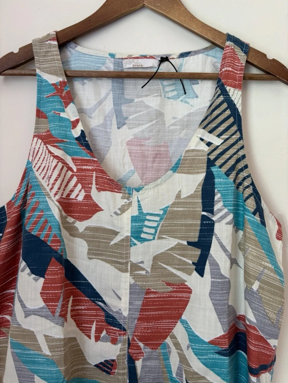 Prana McKenzie Tie Front Tank Top Large Atlantic Paloma Coastal Summer - Picture 3 of 7